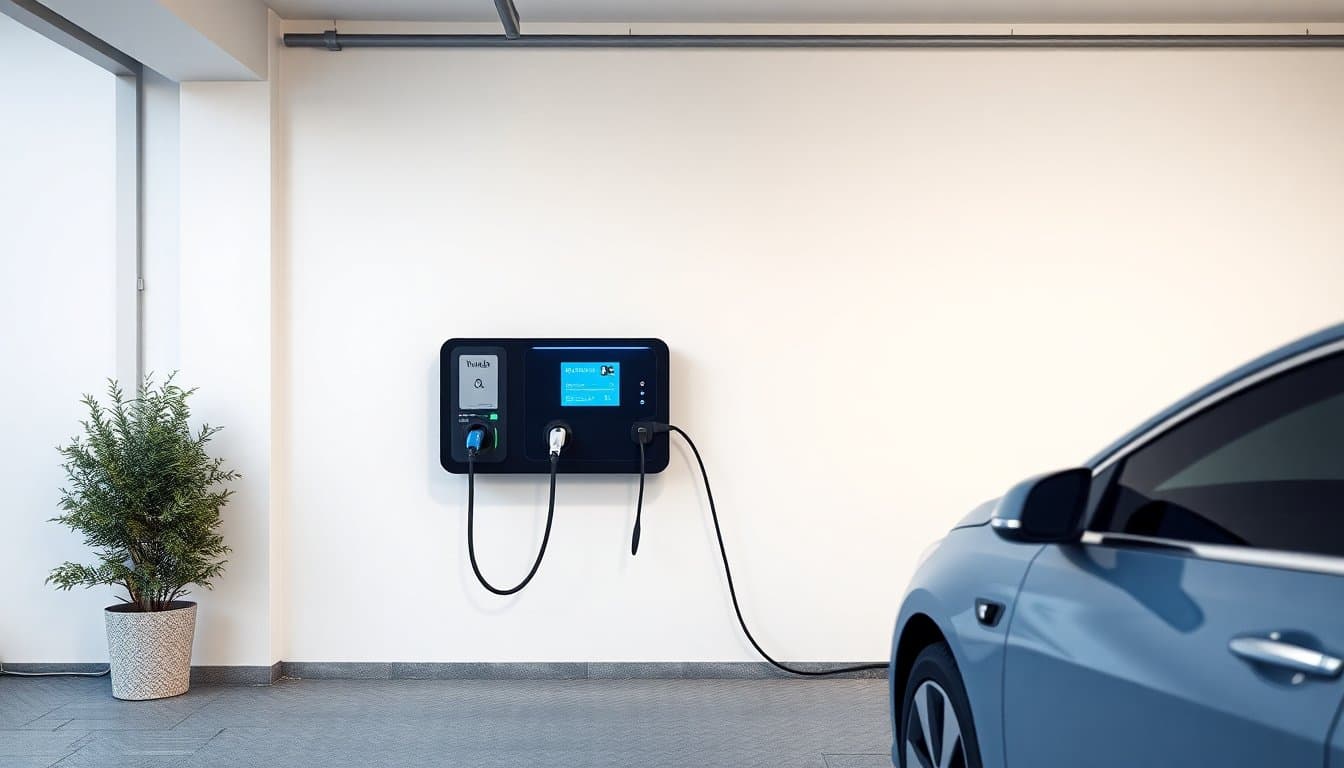 Borne de recharge wallbox installée dans un garage