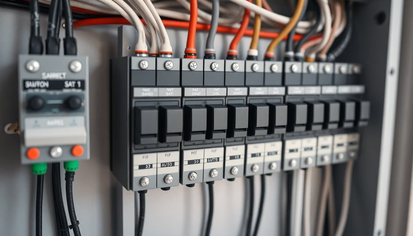 Tableau électrique moderne avec disjoncteurs différentiels